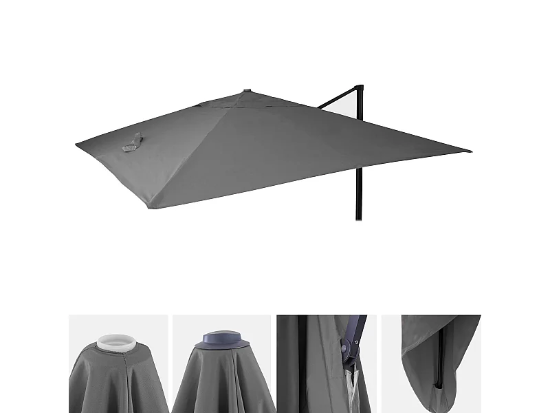 Telo copertura per ombrelloni quadrati decentrati 335x335cm antracite