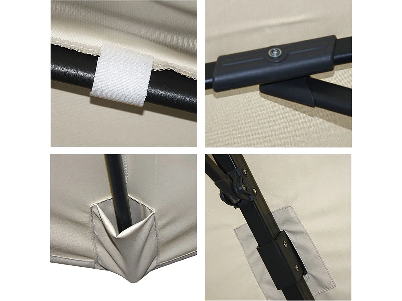 Ombrellone parasole decentrato MCW-A96 3x4m alluminio ~ con volante avorio grigio girevole con base
