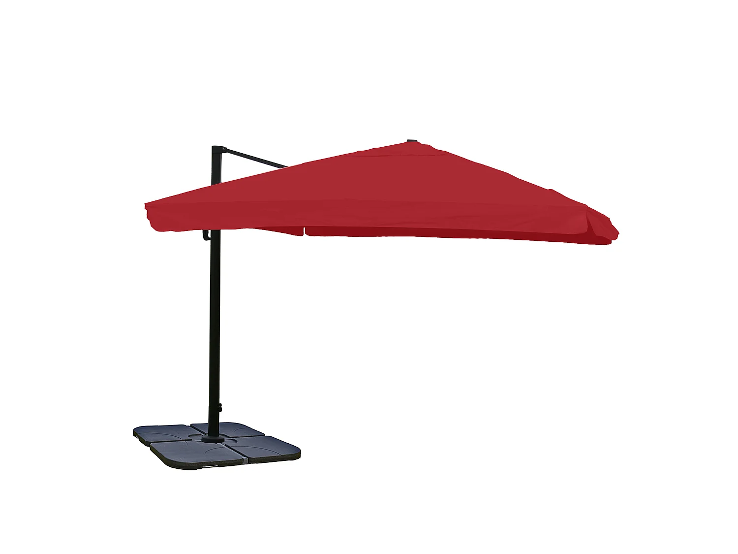 Ombrellone parasole decentrato MCW-A96 3x3m ~ con volante bordeaux girevole con base