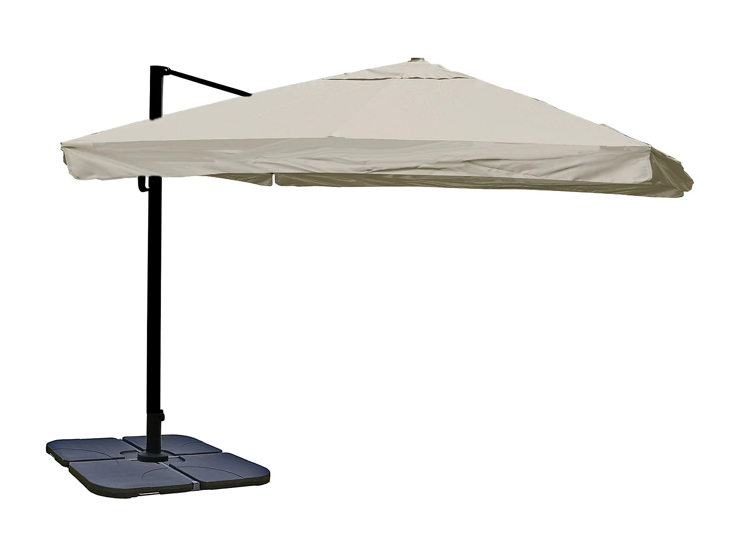 Ombrellone parasole decentrato MCW-A96 3x4m alluminio ~ con volante avorio grigio con base