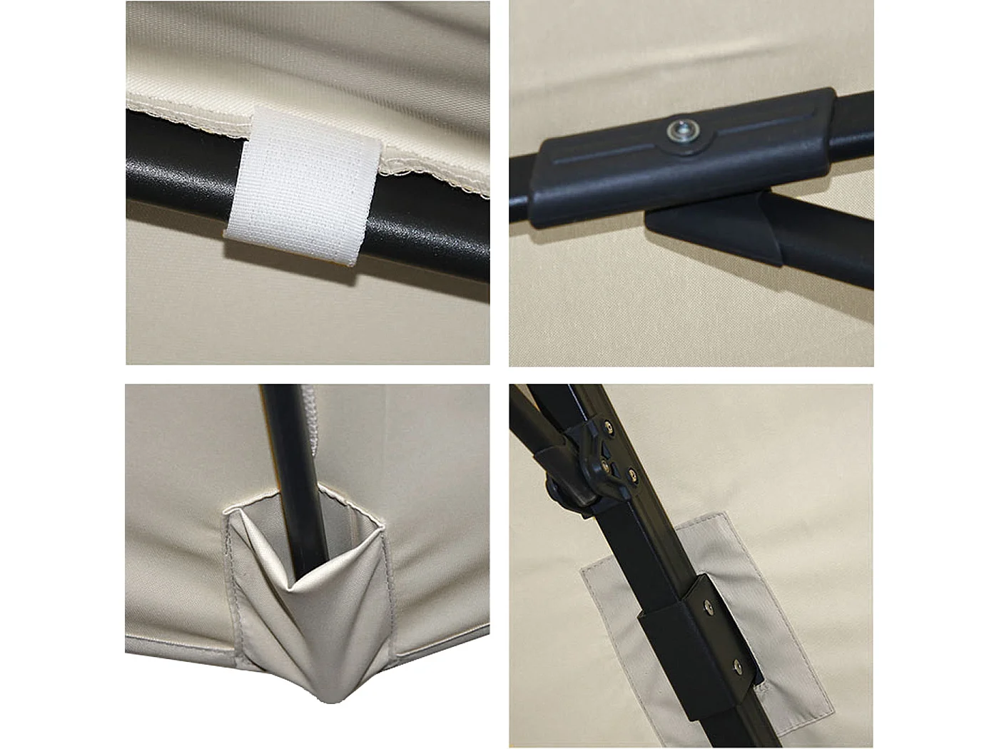 Ombrellone parasole decentrato MCW-A96 3x4m alluminio ~ con volante avorio grigio con base