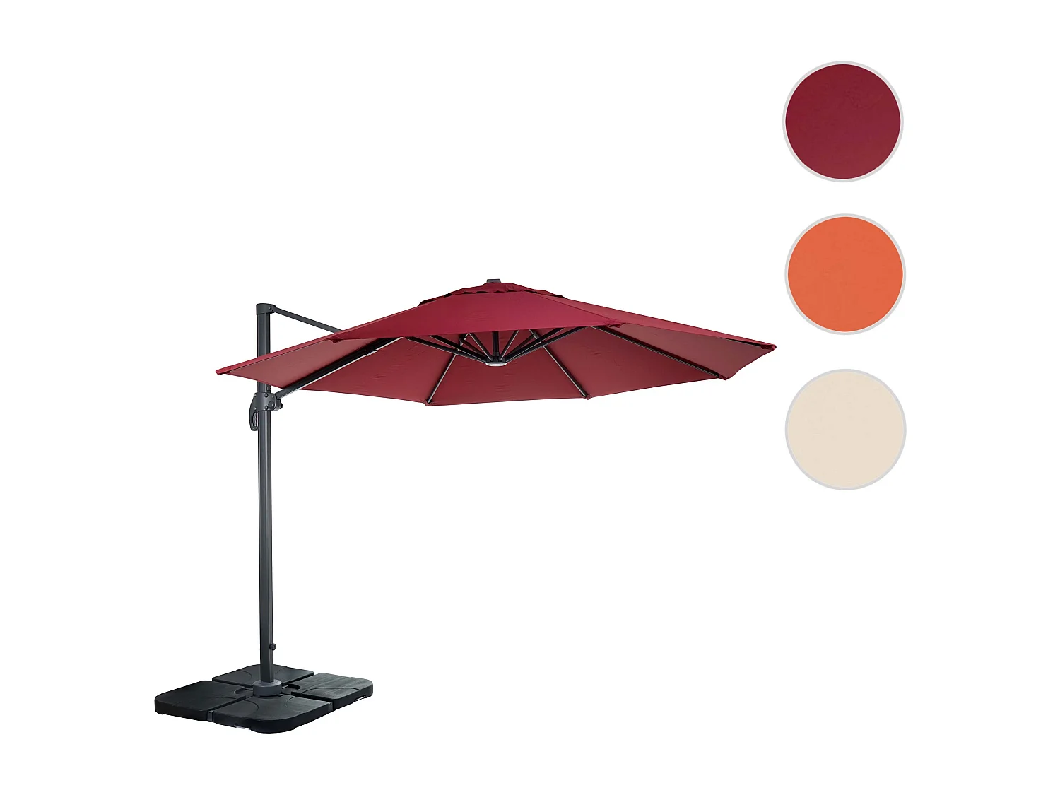 Zweefparasol MCW-A96 I rond,  bordeaux met voet