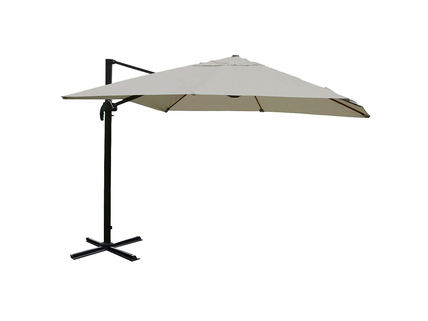 Ombrellone parasole decentrato MCW-A96 3x4m alluminio ~ avorio grigio senza base