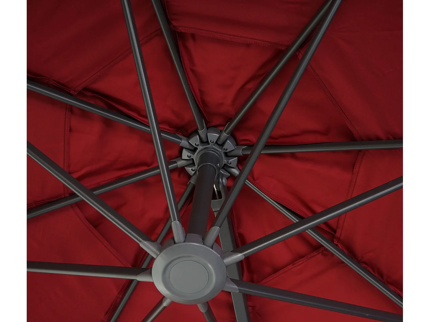 Zweefparasol MCW-A96 I rond,  bordeaux met voet, draaibaar