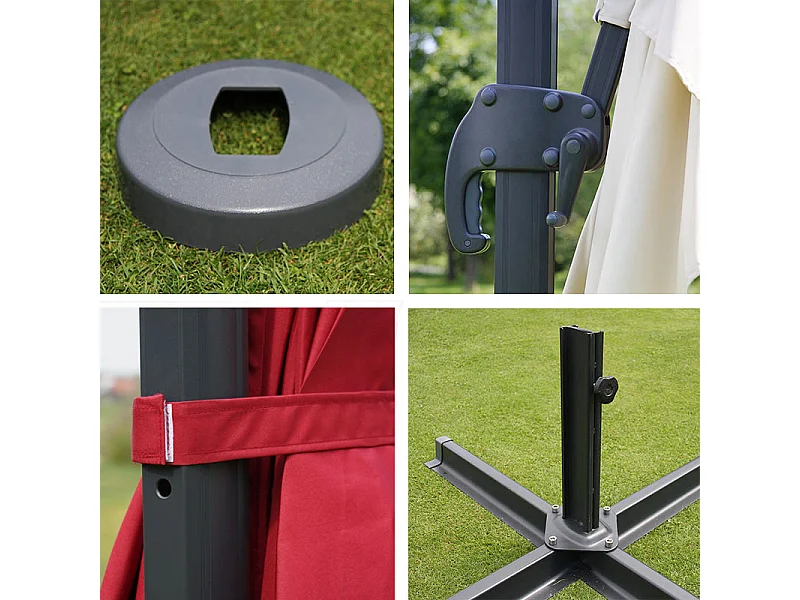 Ombrellone parasole decentrato MCW-A96 3,5x3,5m alluminio avorio senza base