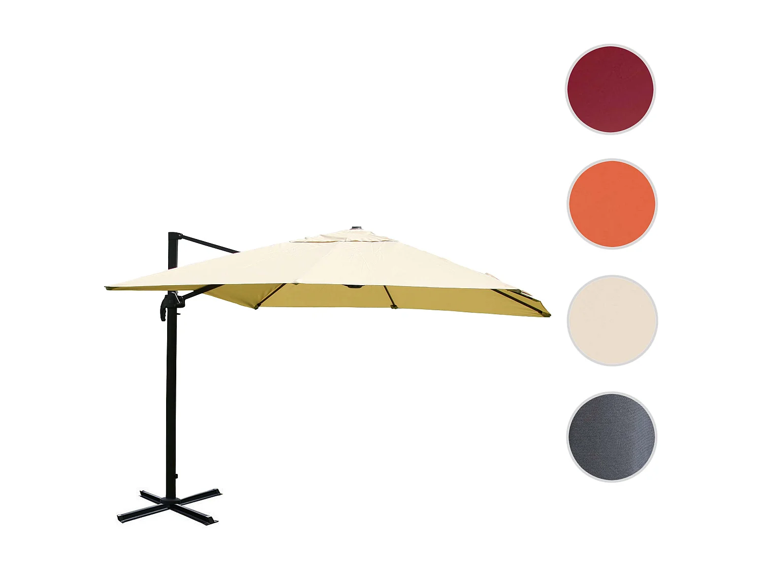 Obrotowy parasol wspornikowy MCW-A96 II,  kremowy bez stojaka