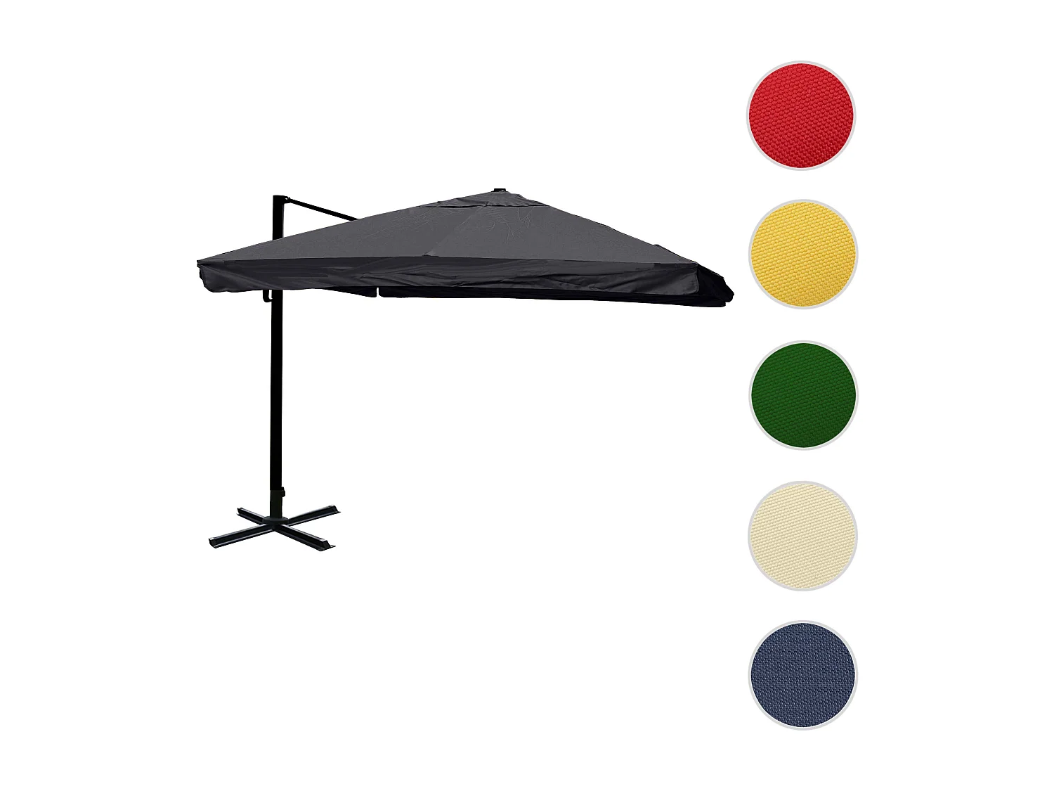 Ombrellone parasole decentrato MCW-A96 3x4m alluminio ~ con volante antracite senza base