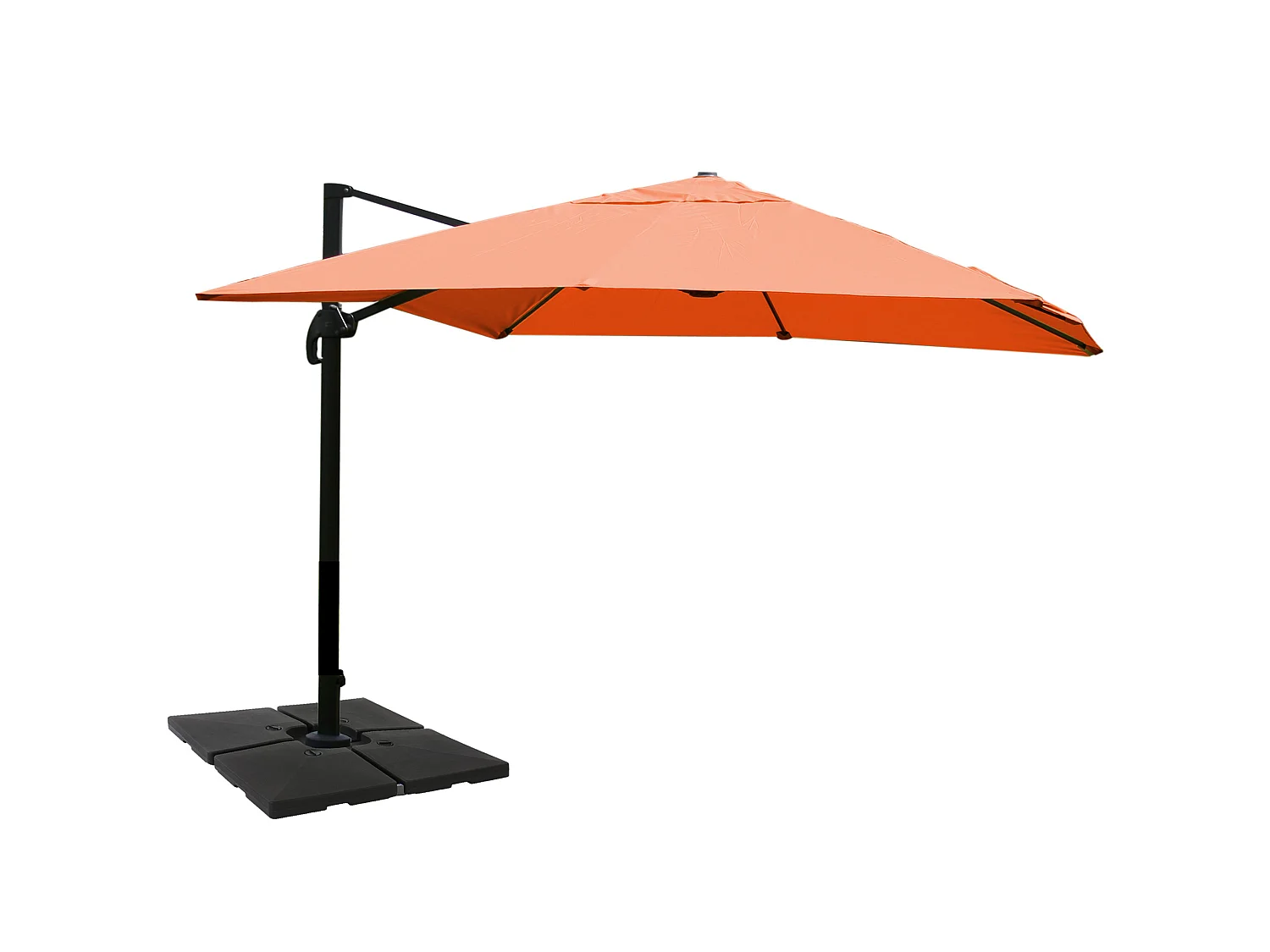 Ombrellone parasole decentrato MCW-A96 3x4m ~ arancione con base
