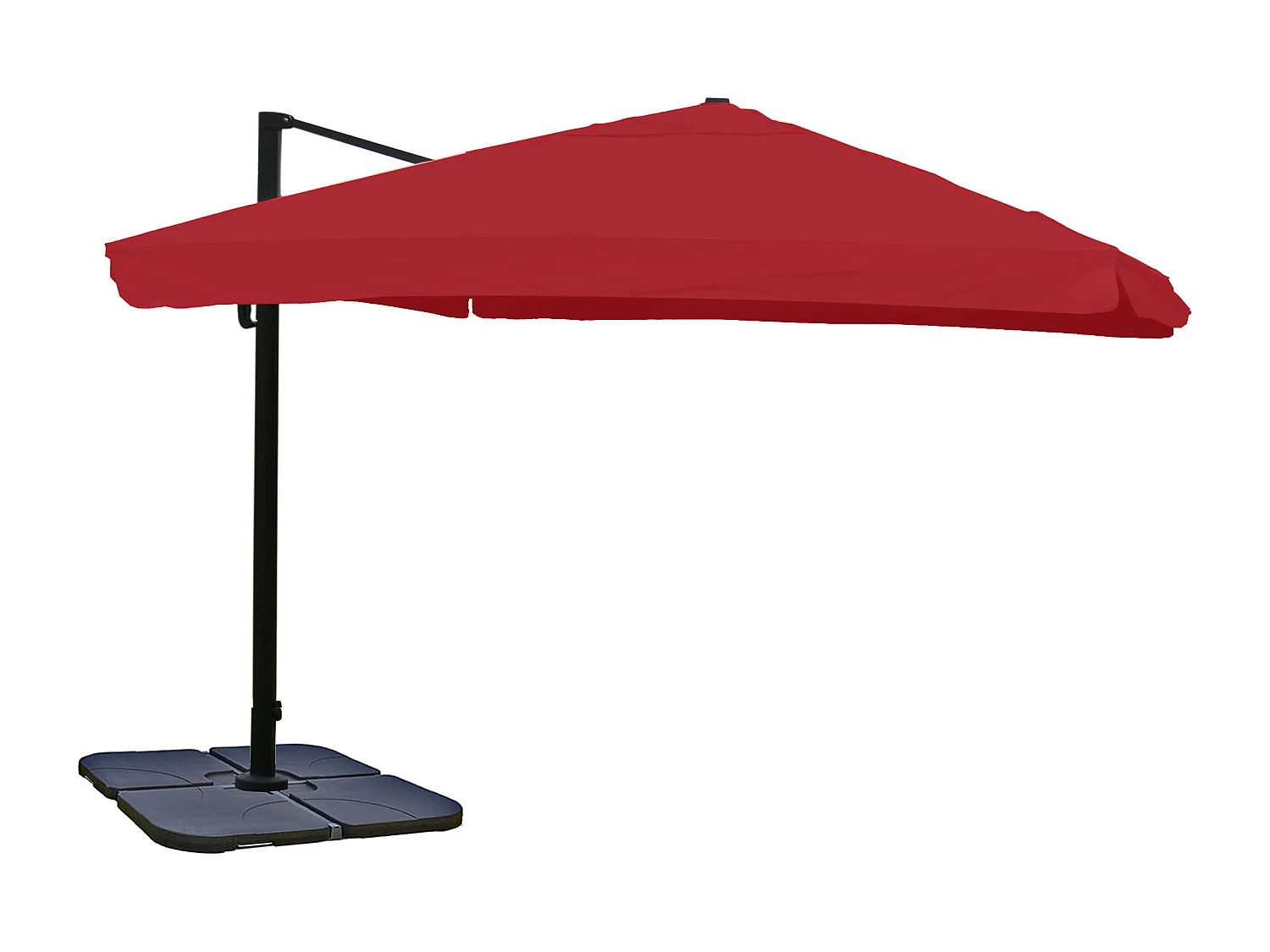 Ombrellone parasole decentrato MCW-A96 3x3m alluminio con volante bordeaux girevole con base