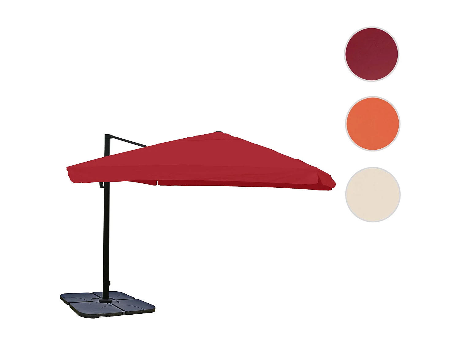 Ampelschirm MCW-A96 I drehbar, Flap, bordeaux mit Ständer, drehbar