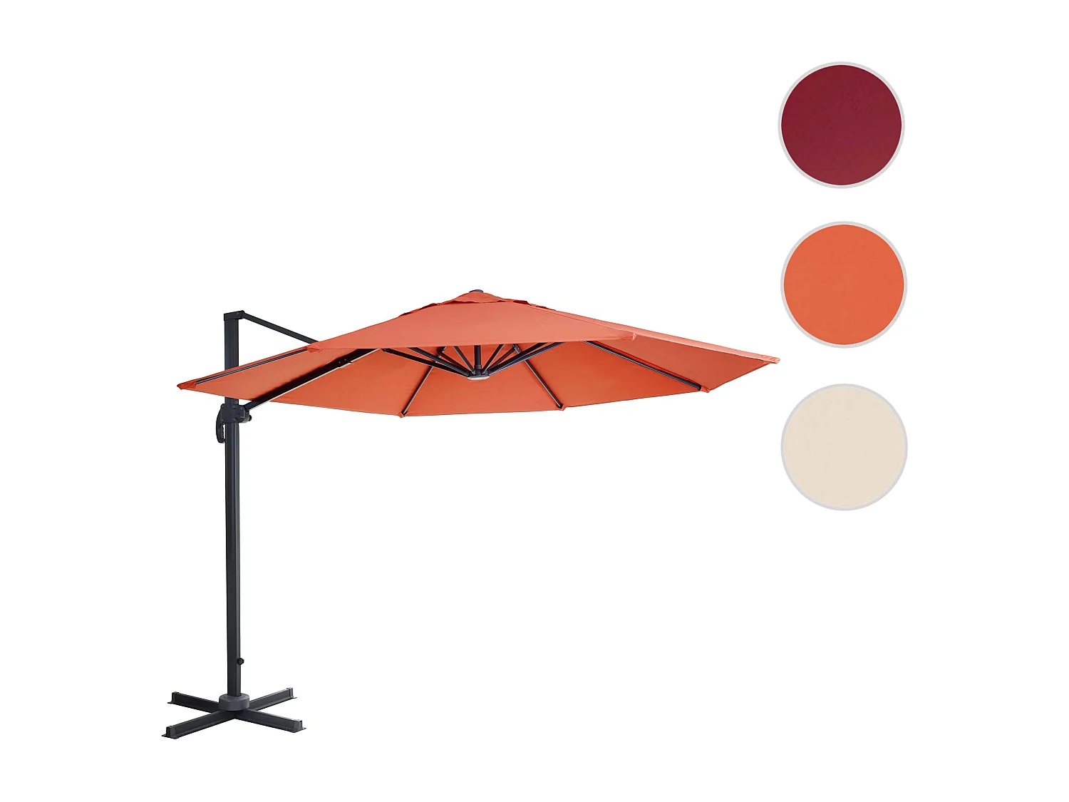 Ombrellone parasole decentrato MCW-A96 rotondo 3 m arancione senza base