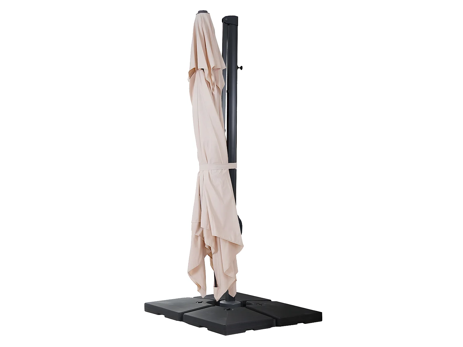 Ombrellone parasole decentrato MCW-A96 orientabile 3x4m alluminio avorio con base