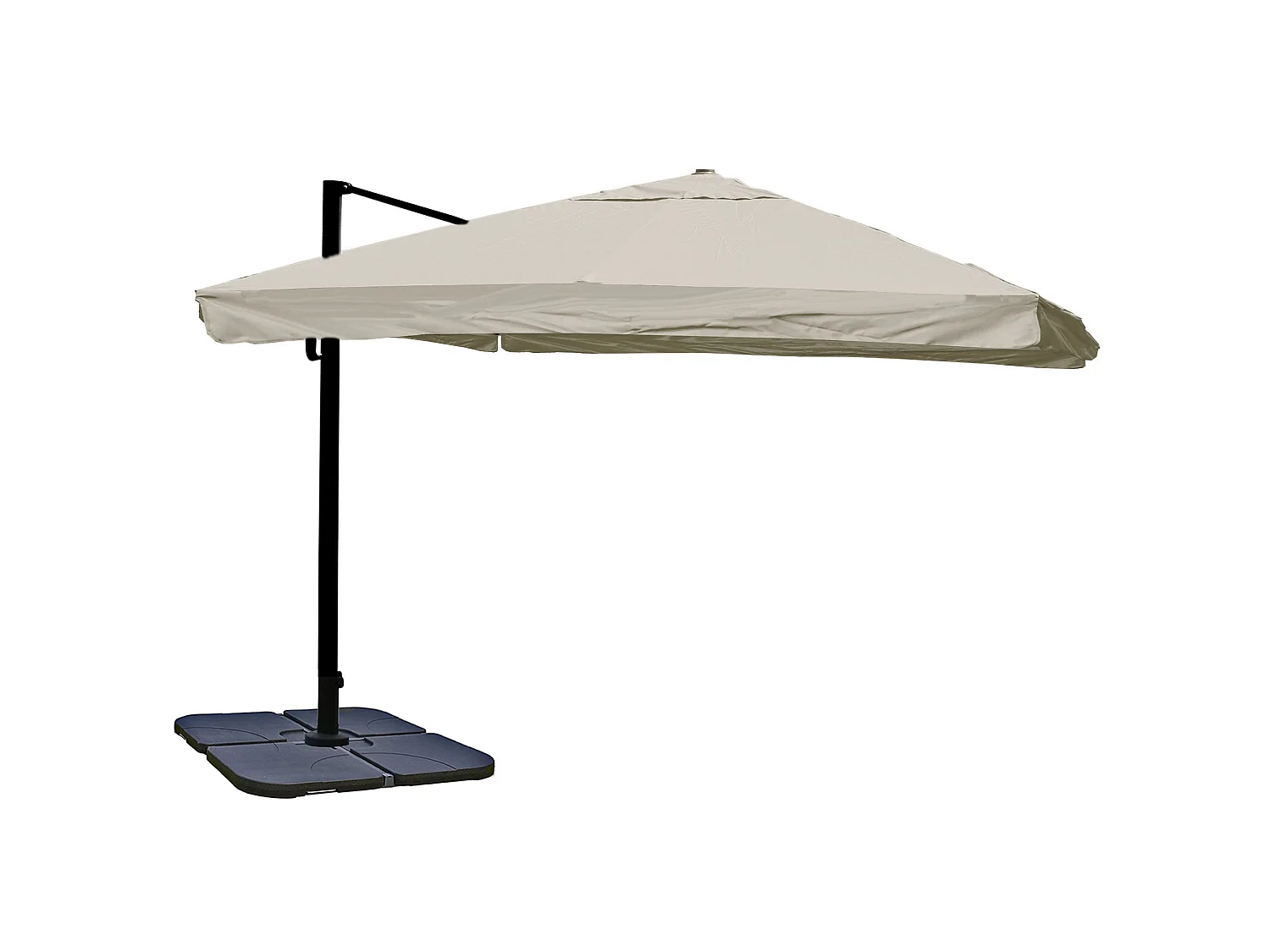 Ombrellone parasole decentrato MCW-A96 3,5x3,5m ~ con volante avorio grigio con base