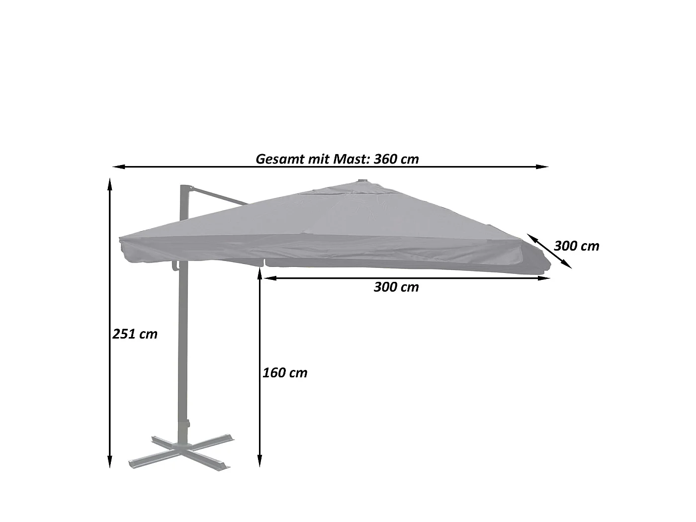Ombrellone parasole decentrato MCW-A96 3x3m alluminio ~ con volante antracite girevole senza base