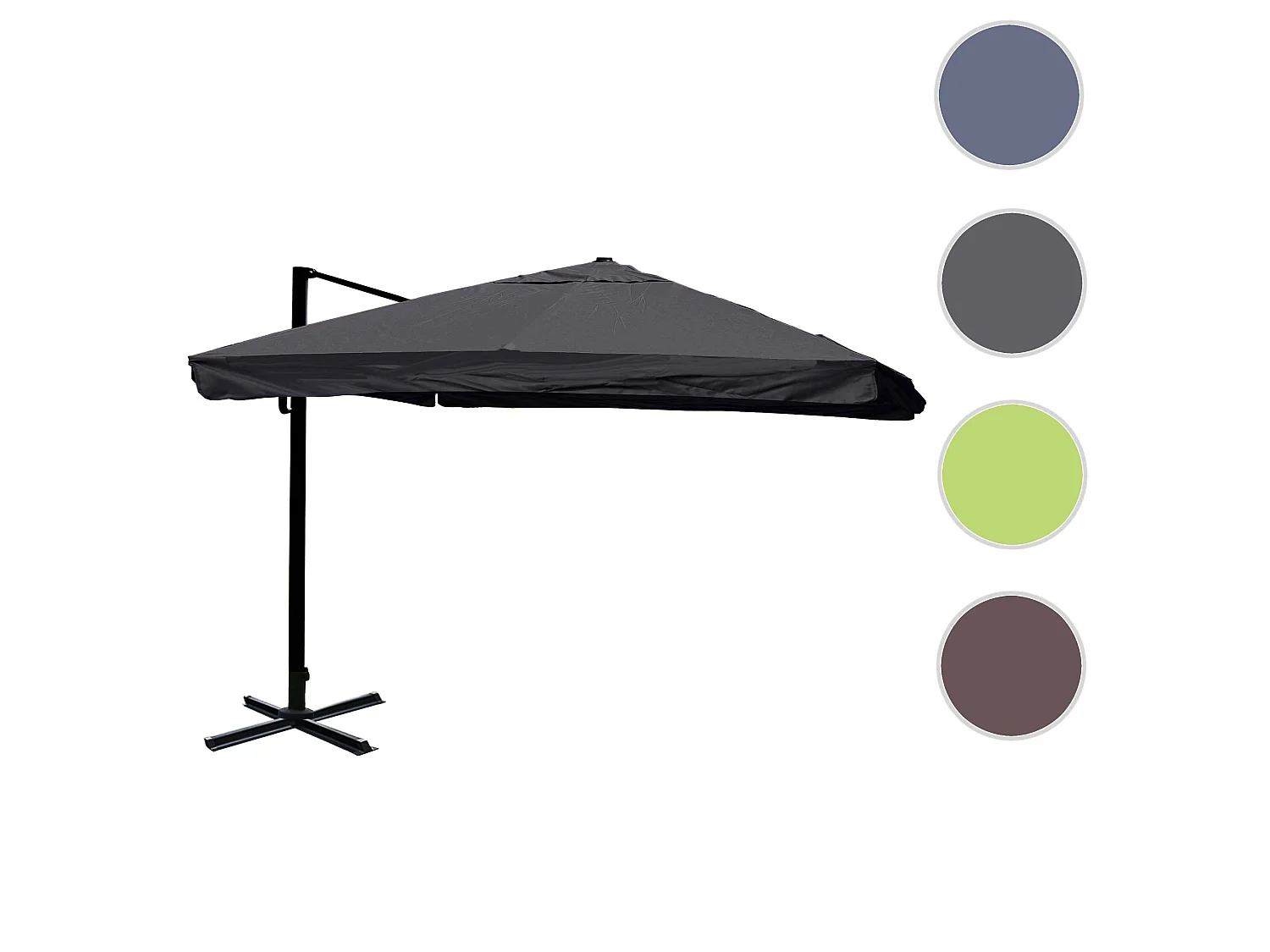 Ombrellone parasole decentrato MCW-A96 3x3m alluminio ~ con volante antracite girevole senza base