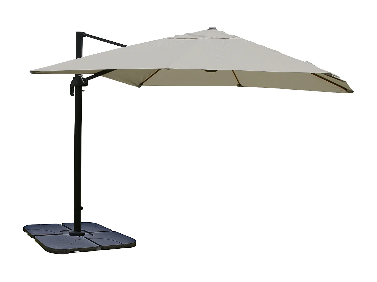 Ombrellone parasole decentrato MCW-A96 3x4m alluminio ~ avorio grigio girevole con base