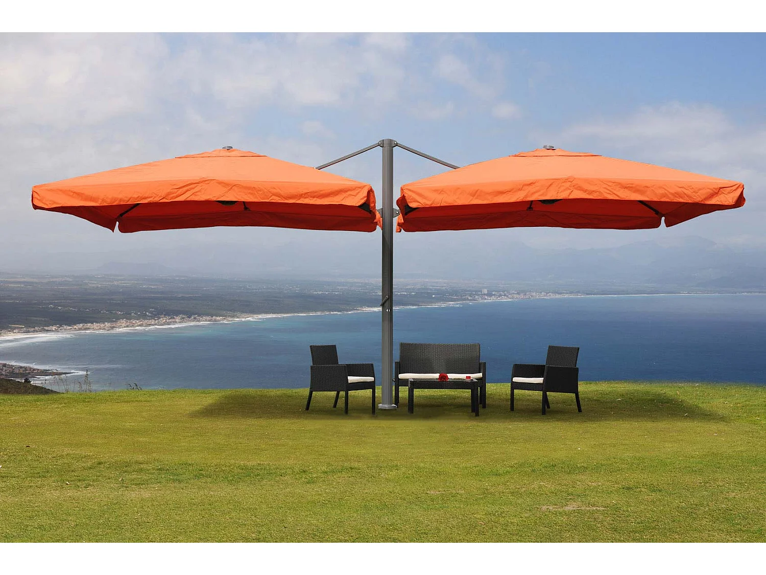 Dubbele zweefparasol T44,  terracotta