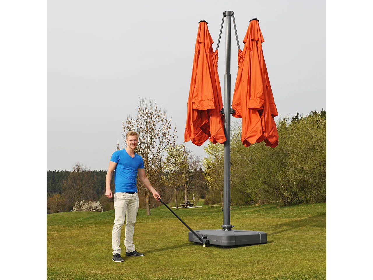 Doppel-Ampelschirm T44, Terracotta