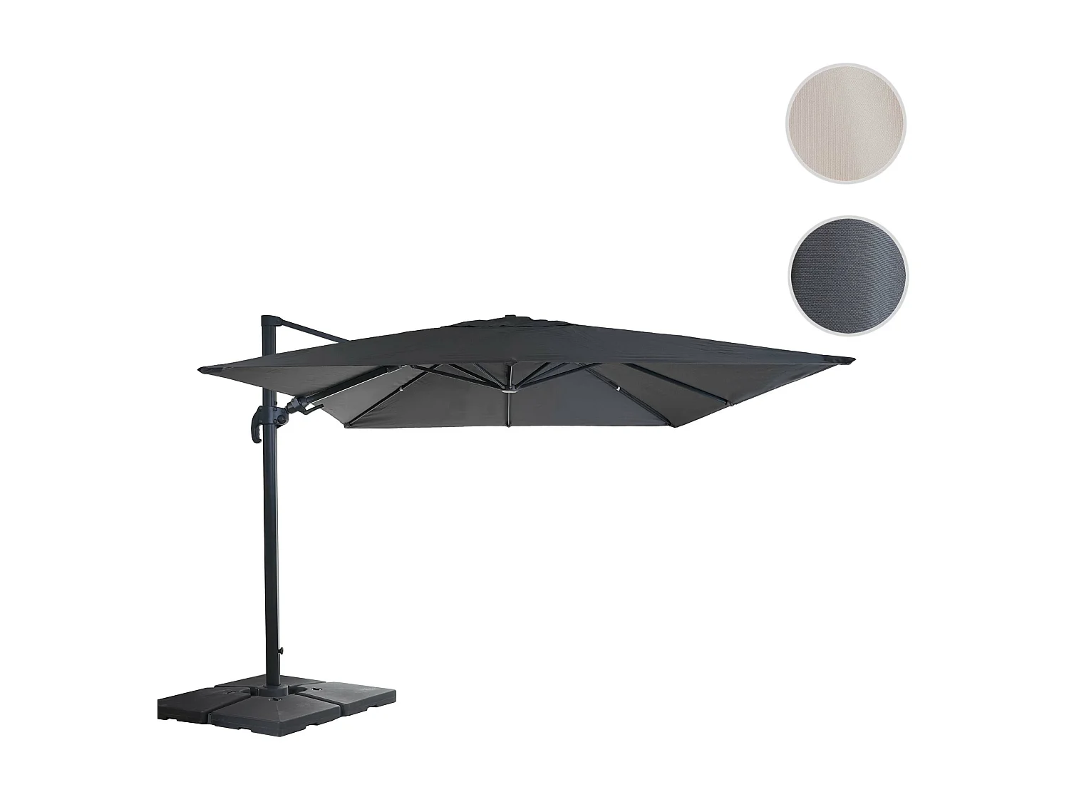 Obrotowy parasol wspornikowy MCW-A96 III,  antracyt ze stojakiem, obrotowy