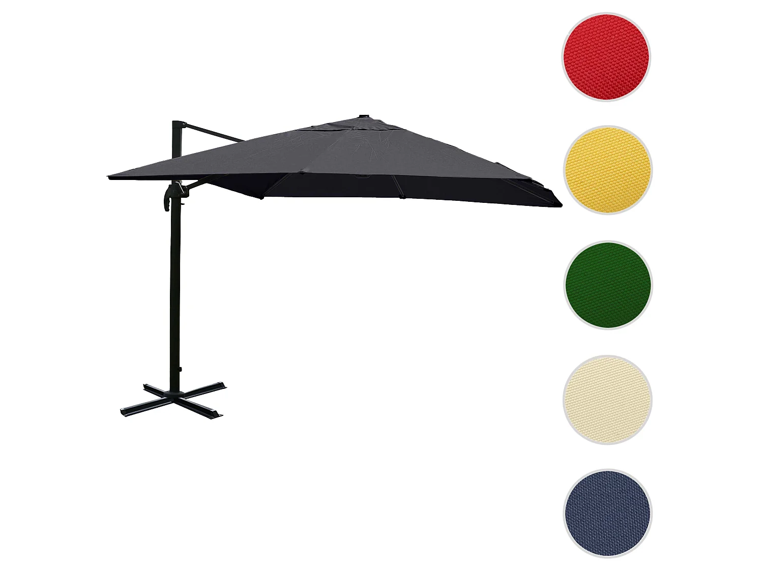 Ombrellone parasole decentrato MCW-A96 3x4m alluminio ~ antracite senza base