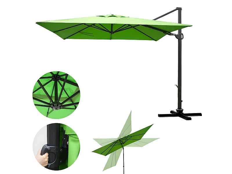 Zweefparasol MCW-A39 I draaibaar,  groen zonder standaard