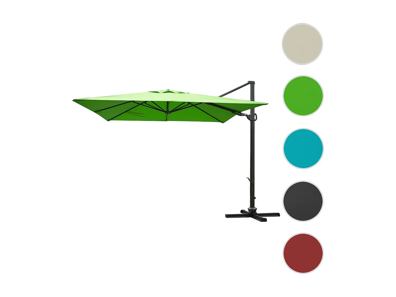 Zweefparasol MCW-A39 I draaibaar,  groen zonder standaard