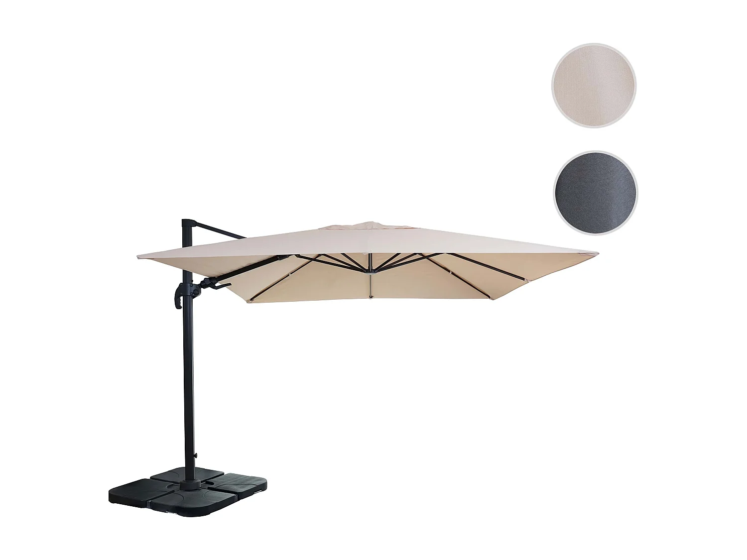 Ampelschirm MCW-A96 I drehbar, Creme mit Ständer, drehbar