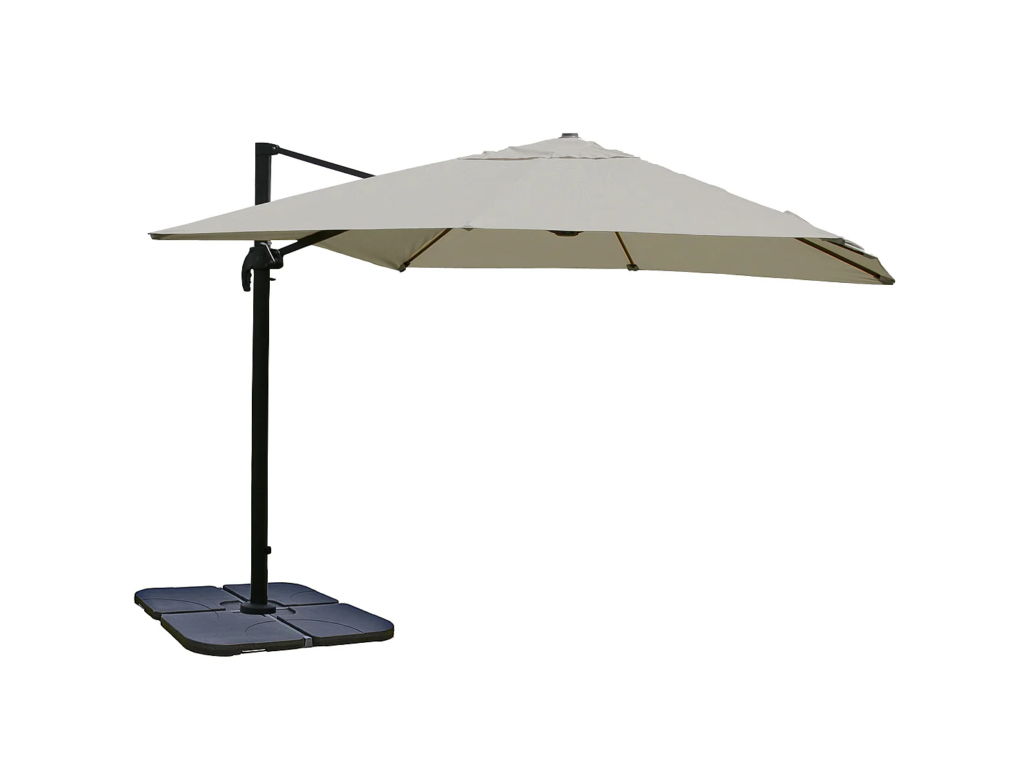 Zweefparasol MCW-A96 I,  creme-grijs met standaard, draaibaar