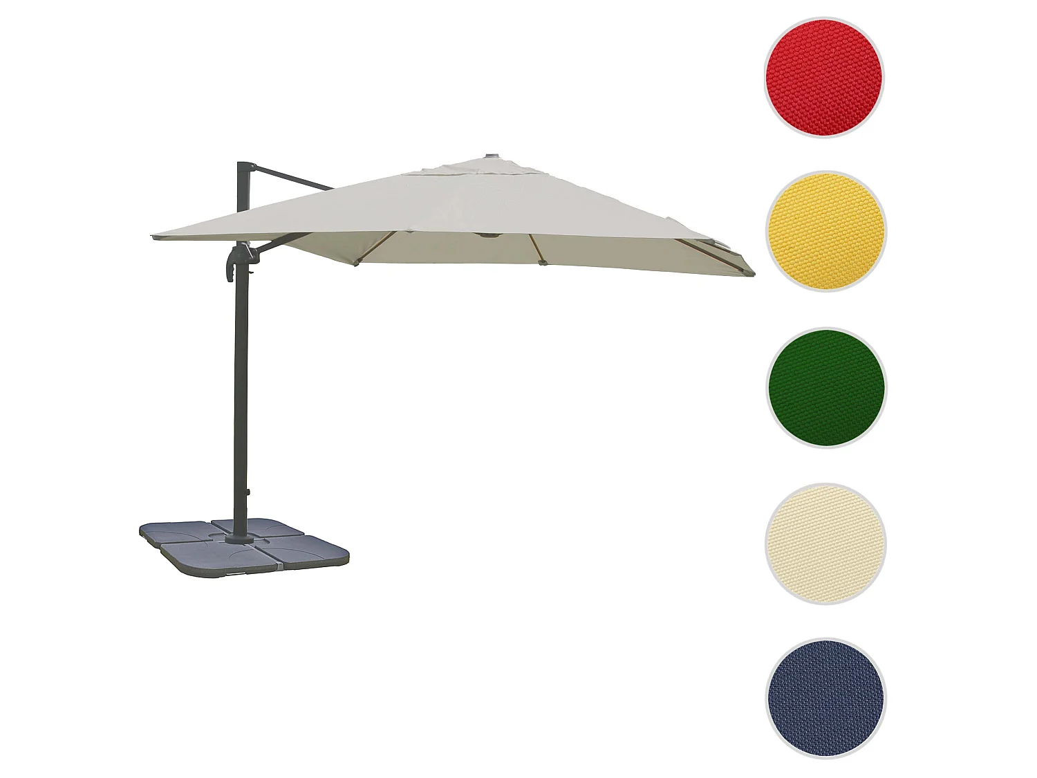 Paraply MCW-A96 I, drejelig,  creme-grå med stativ, drejelig