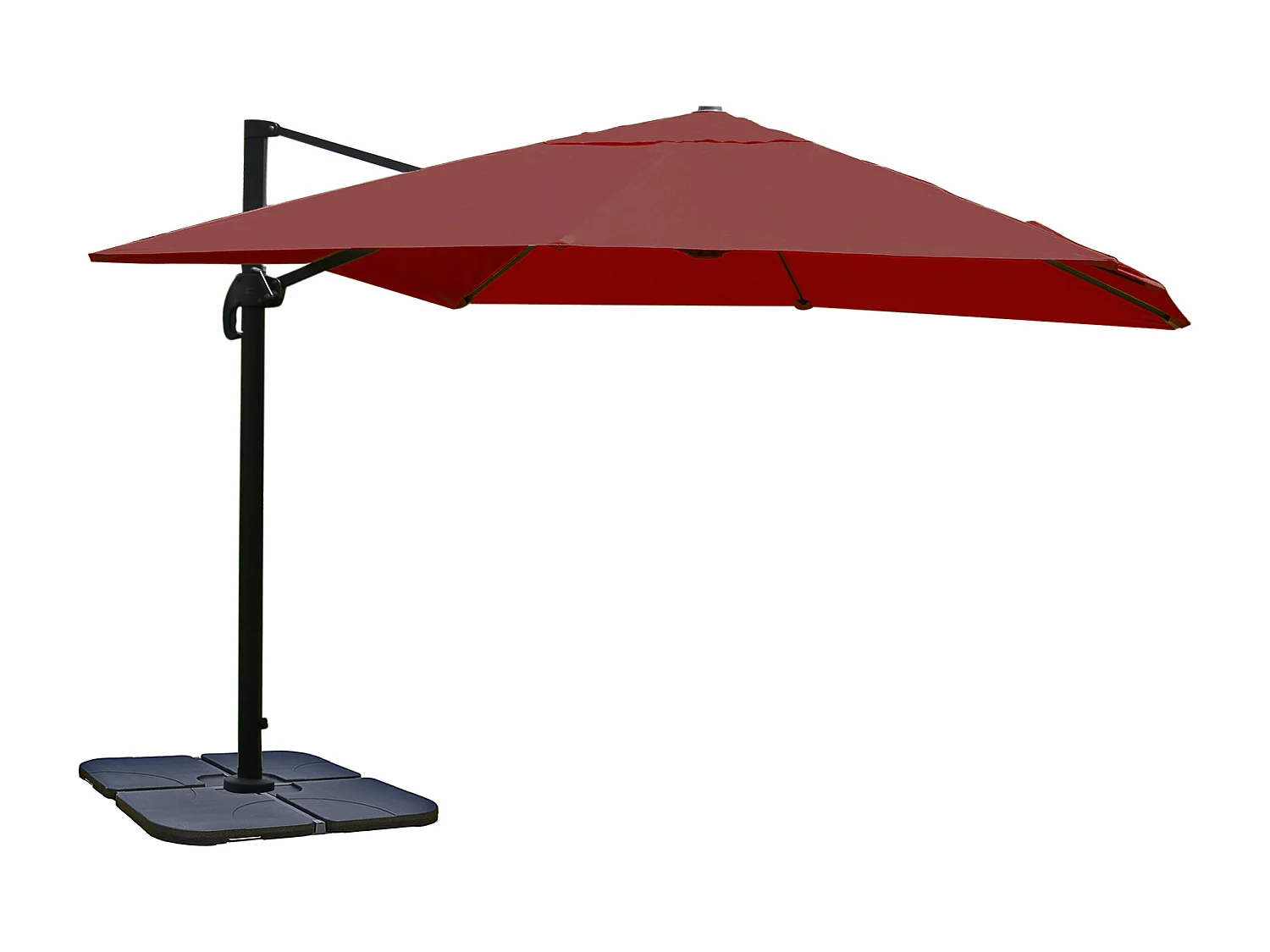 Ombrellone parasole decentrato MCW-A96 3x3m alluminio bordeaux girevole con base