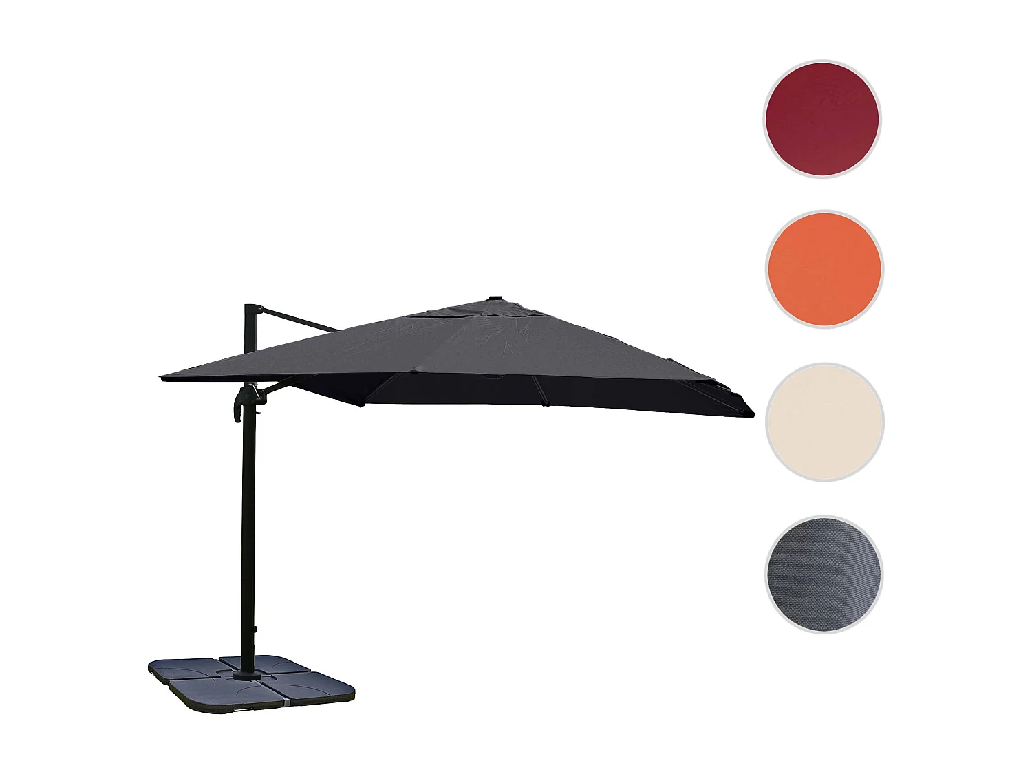 Ombrellone parasole decentrato MCW-A96 3,5x3,5m alluminio antracite con base