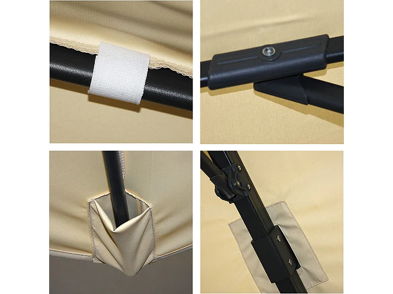 Ombrellone parasole decentrato MCW-A96 3x4m con volante avorio girevole con base