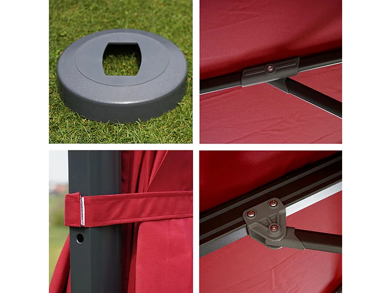 Ombrellone parasole decentrato MCW-A96 rotondo 4m alluminio bordeaux girevole con base