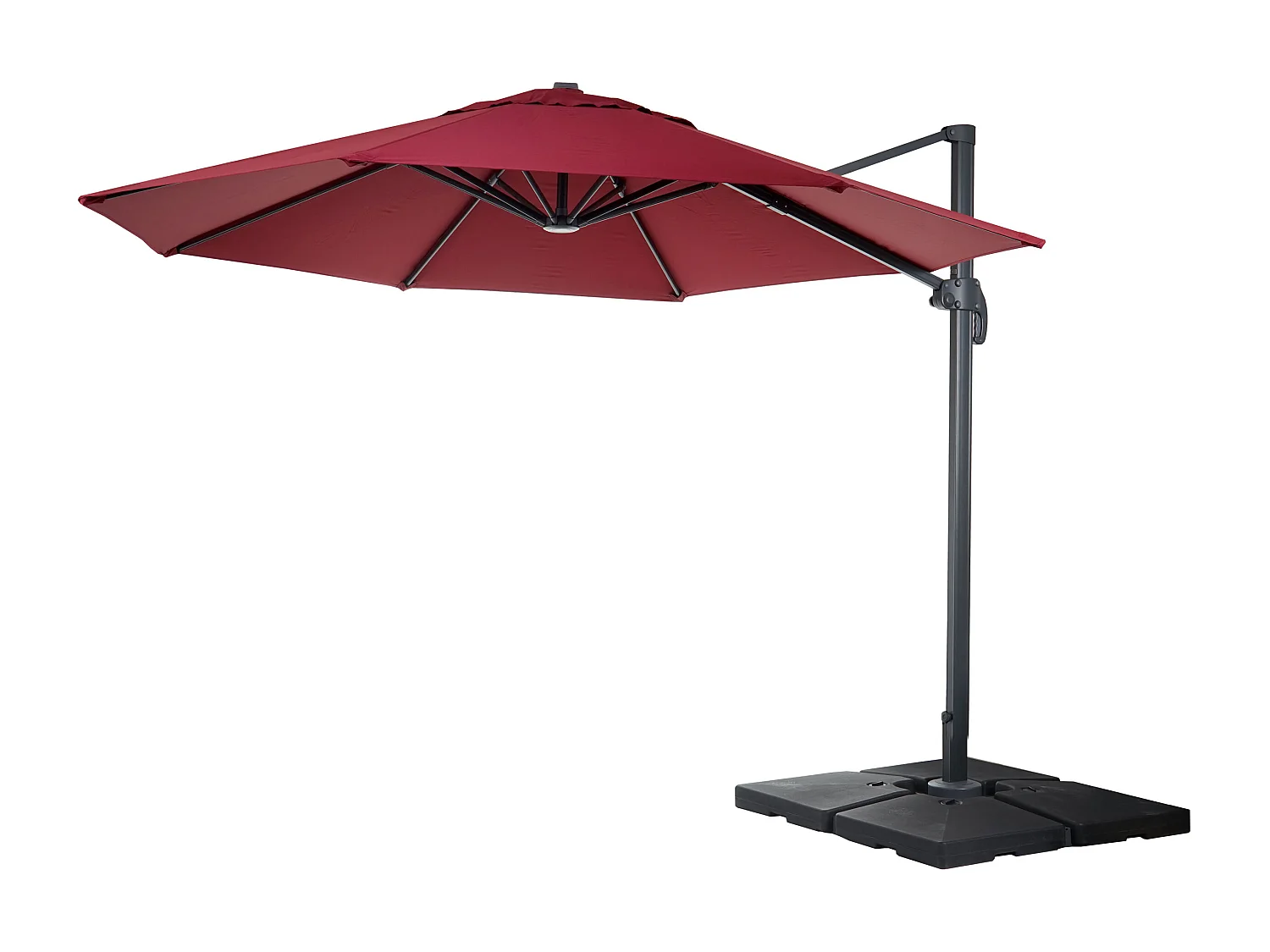 Zweefparasol MCW-A96 IV rond,  bordeaux met voet, draaibaar