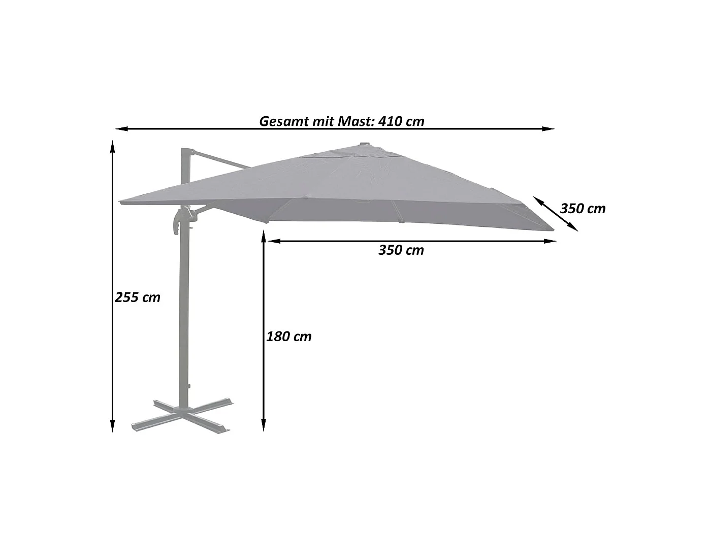 Parasol z sygnalizacją świetlną MCW-A96 II,  kremowo-szary bez stojaka, obrotowy