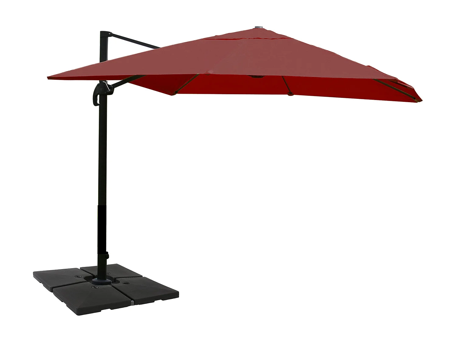 Ombrellone parasole decentrato MCW-A96 3x4m ~ bordeaux girevole con base