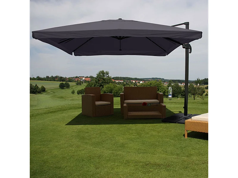 Obrotowy parasol wspornikowy MCW-A96 III,  Klapa, antracyt ze stojakiem, obrotowy