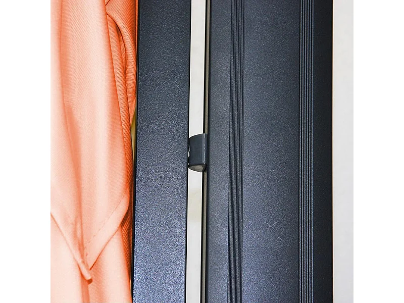 Ombrellone parasole decentrato MCW-A96 3x3m ~ con volante arancio senza base