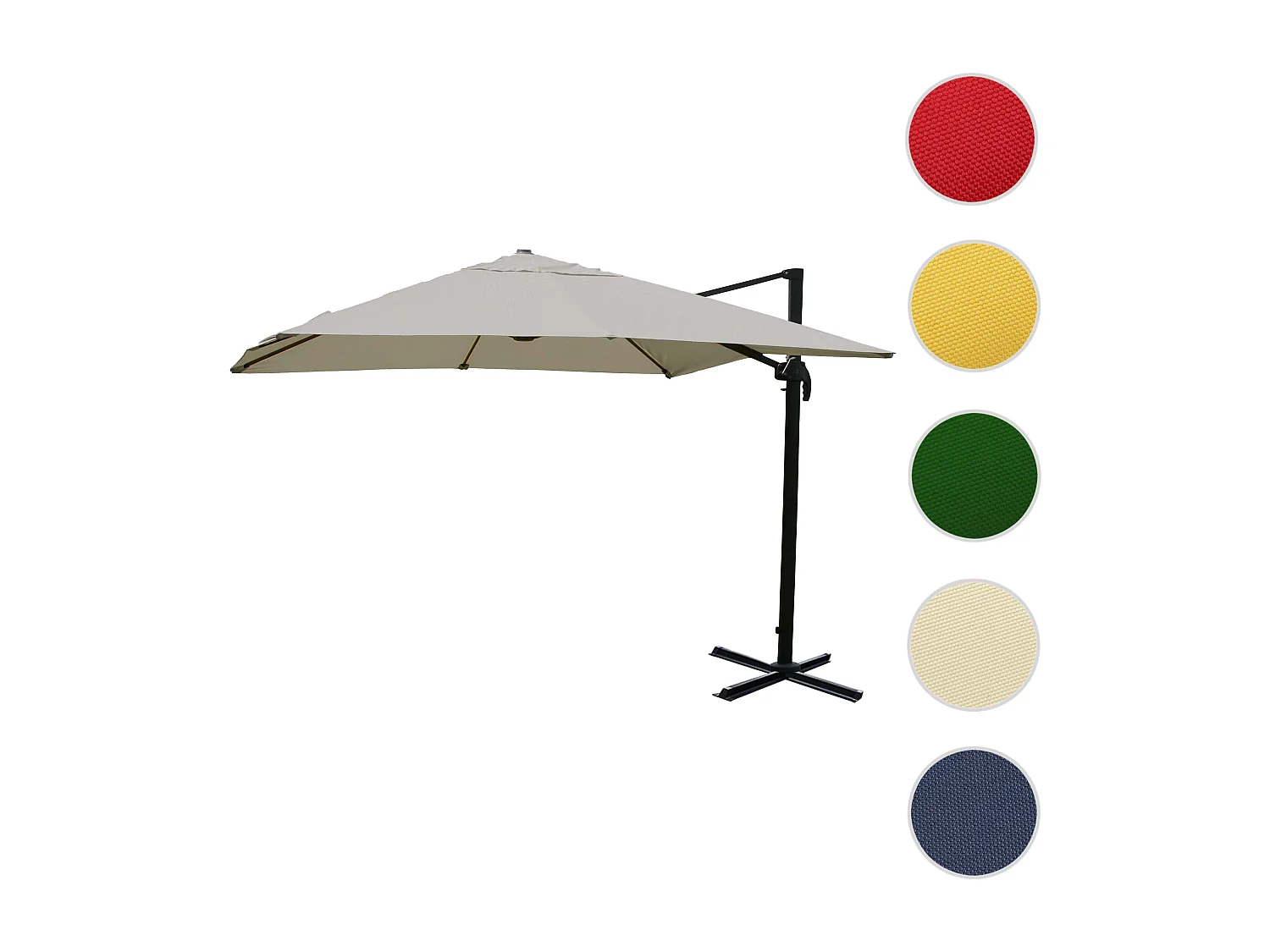 Obrotowy parasol wspornikowy MCW-A96 II,  kremowo-szary bez stojaka, obrotowy