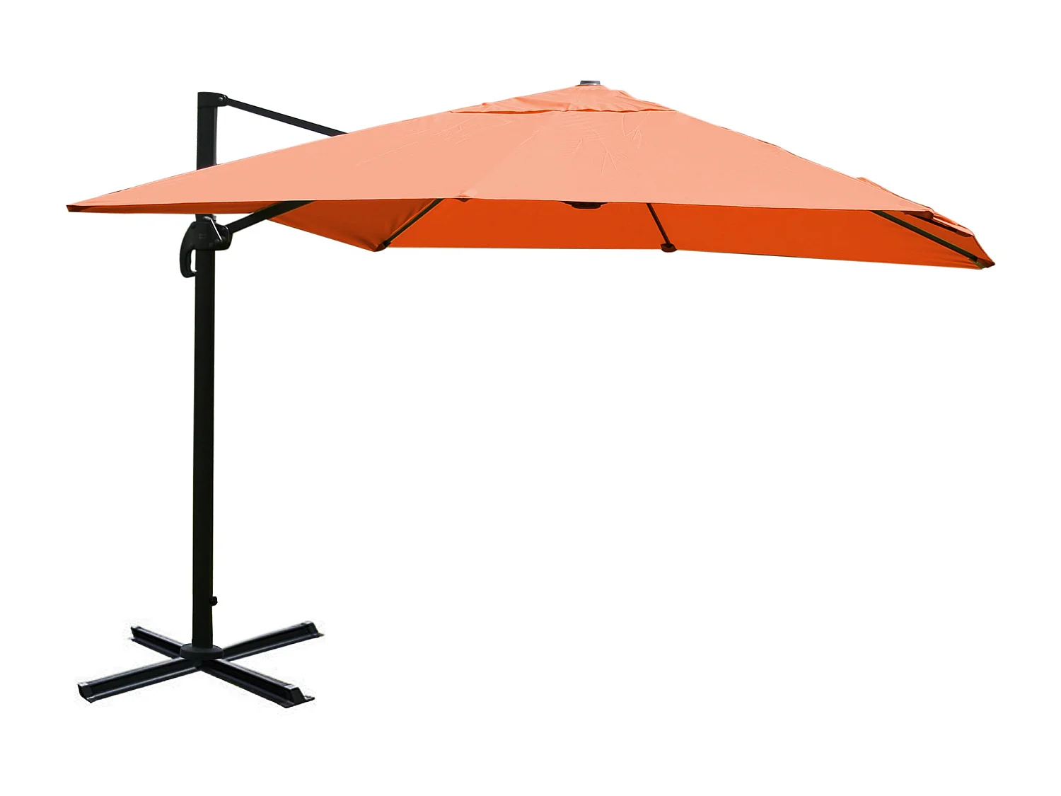 Ombrellone parasole decentrato MCW-A96 3x3m alluminio ~ arancione girevole senza base