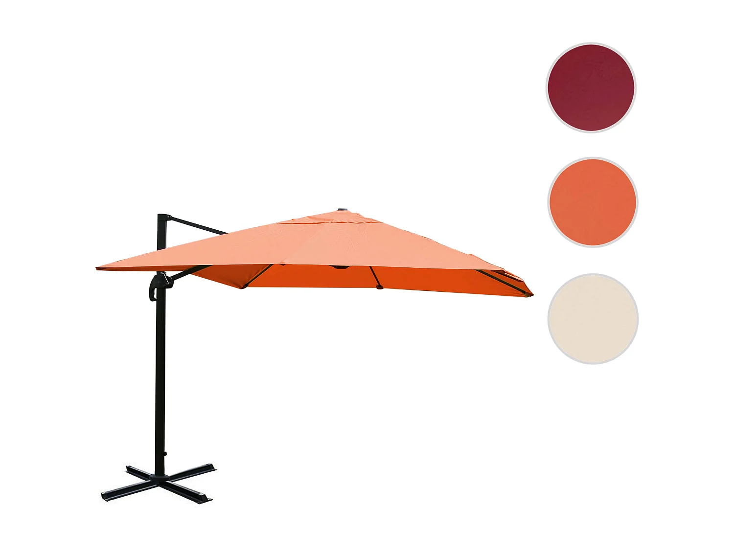 Ombrellone parasole decentrato MCW-A96 3x3m alluminio ~ arancione senza base