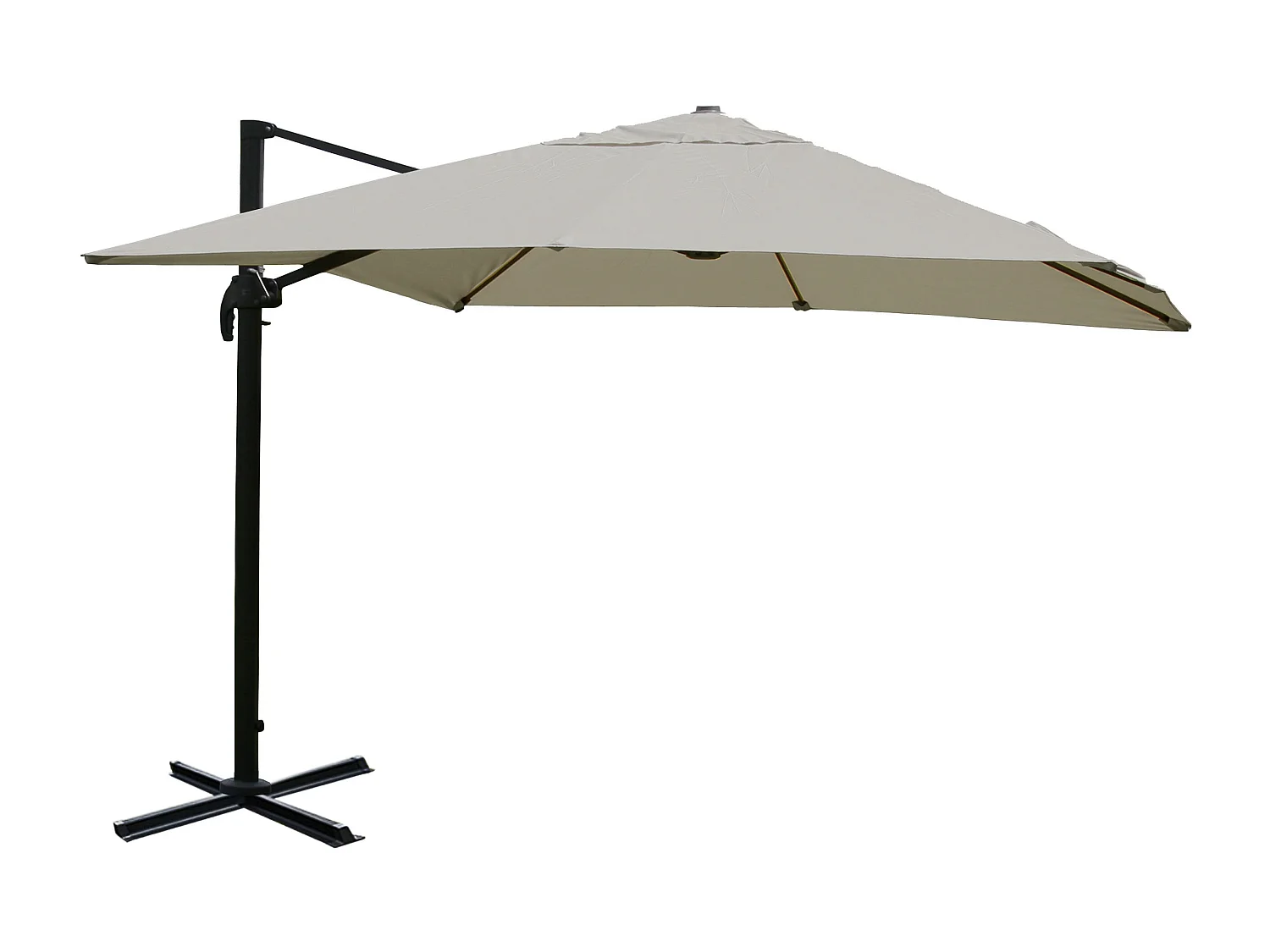 Ombrellone parasole decentrato MCW-A96 3x3m alluminio ~ avorio grigio girevole senza base