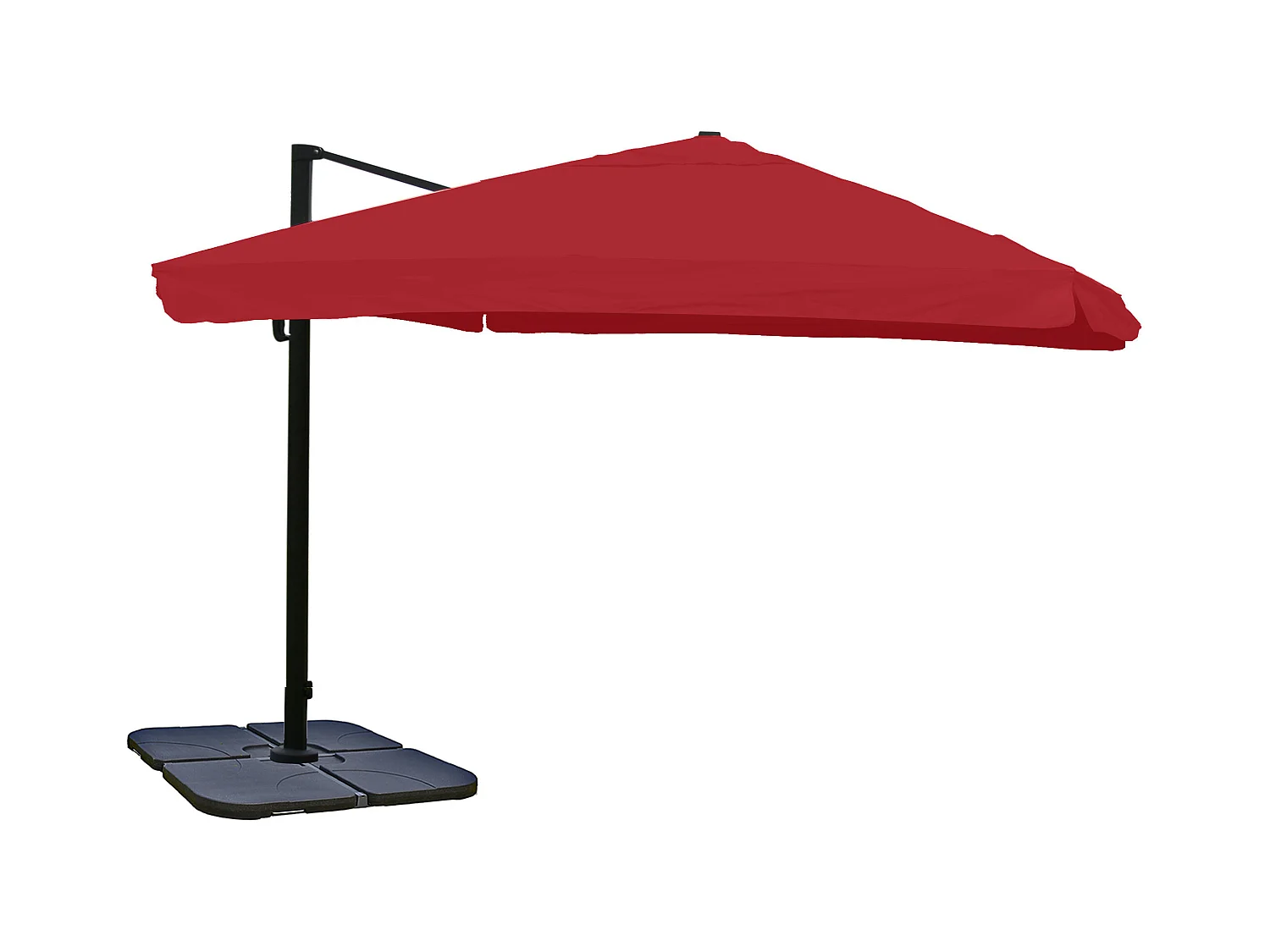Ombrellone parasole decentrato MCW-A96 3x3m alluminio con volante bordeaux con base