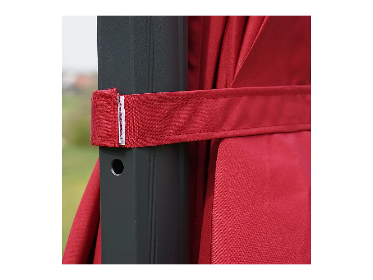 Ombrellone parasole decentrato MCW-A96 3x3m alluminio con volante bordeaux con base