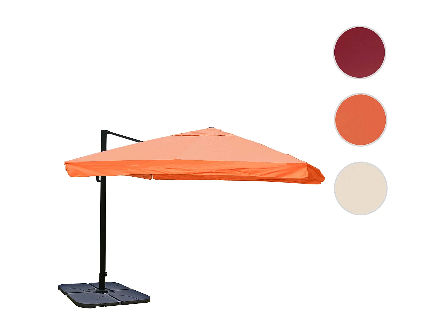 Zweefparasol MCW-A96 I,  Flap, terracotta met voet, draaibaar