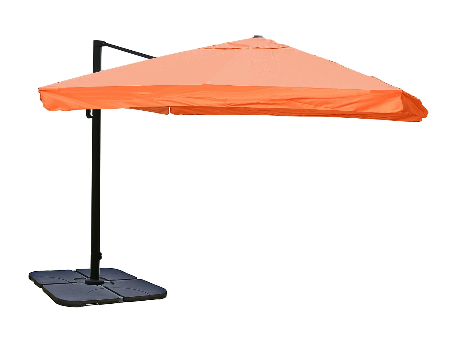 Ombrellone parasole decentrato MCW-A96 3x3m ~ con volante arancione girevole con base