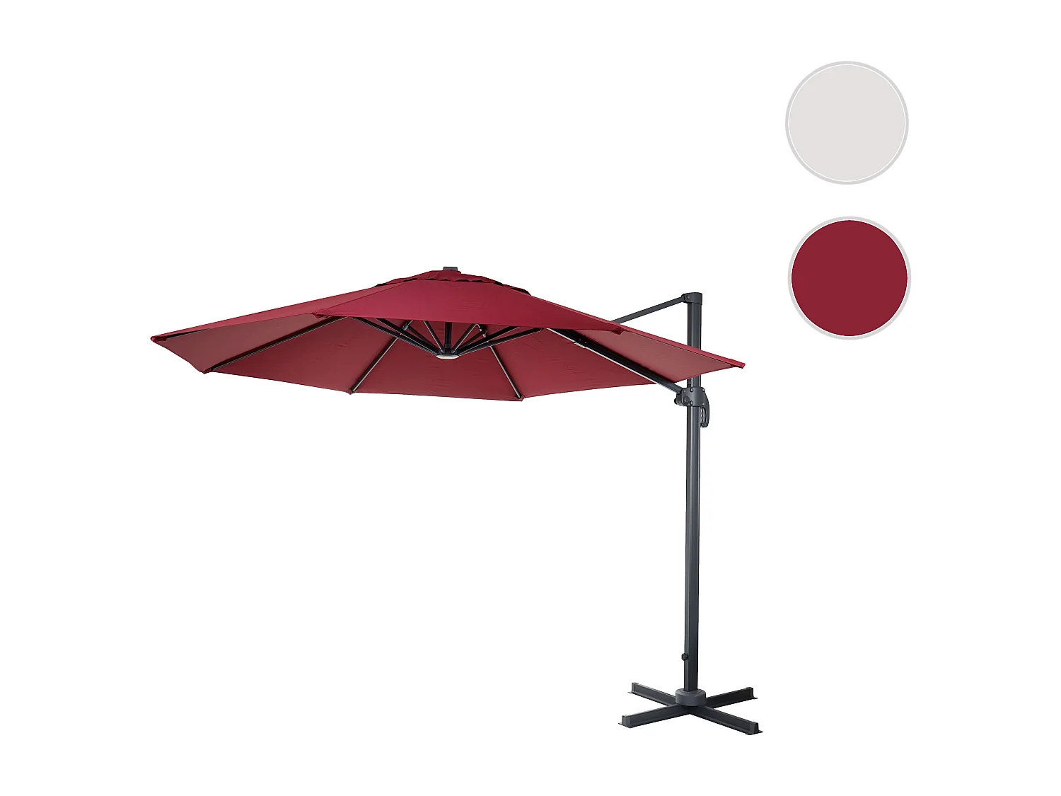 Zweefparasol MCW-A96 II rond,  bordeaux zonder voet, draaibaar