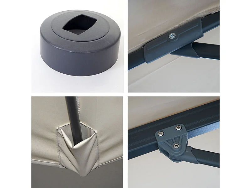 Ombrellone parasole decentrato MCW-A96 rotondo 3 m ~ avorio senza base