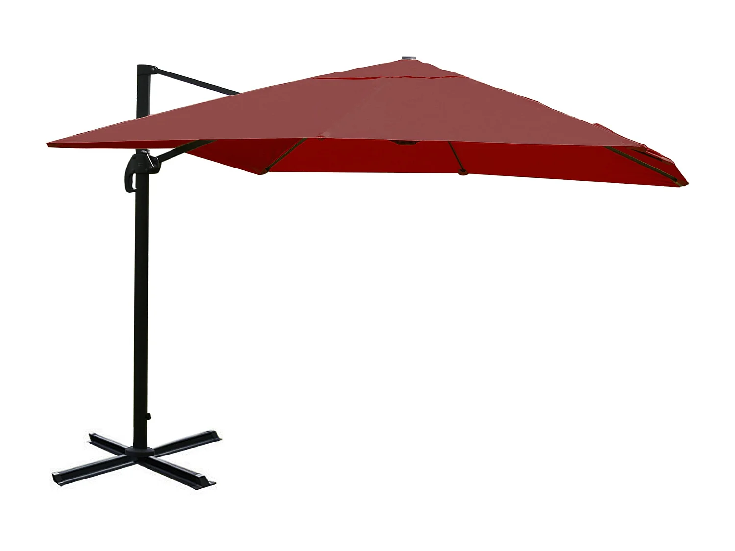 Ombrellone parasole decentrato MCW-A96 3x3m ~ bordeaux girevole senza base