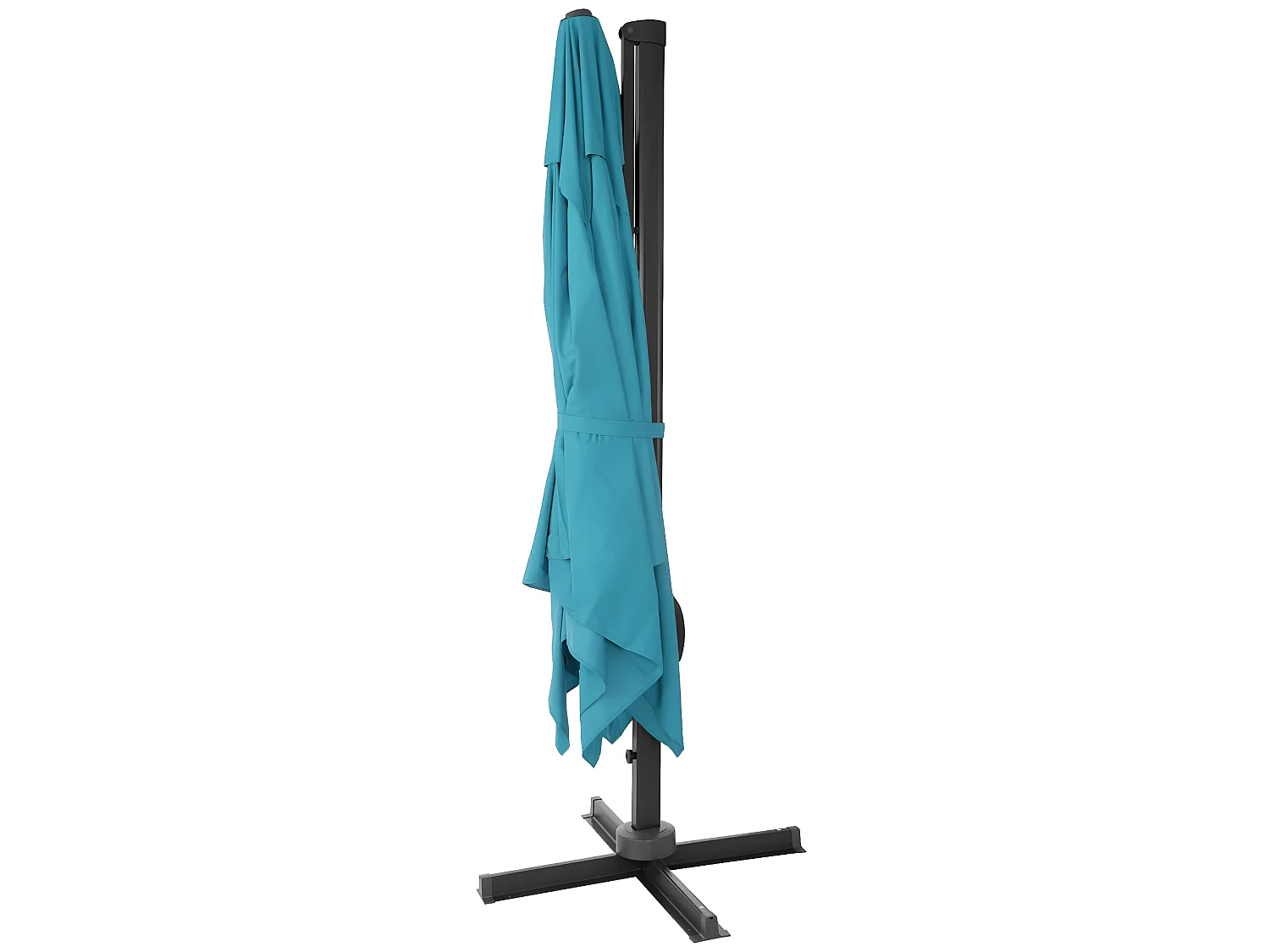 Ombrellone parasole decentrato MCW-A96 3x3m azzurro girevole senza base